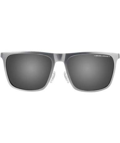 Rectangular Rectangular Metal Sunglasses for Men Women- Polarized- Al-Mg- Vintage - Grey Frame + Black Lens - C418ACQYCHU $17.11