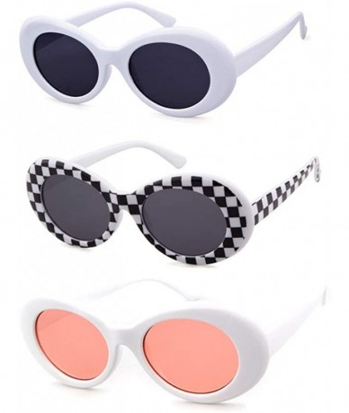 Oval Authentic Clout Goggles Bold Oval Retro Mod Kurt Cobain Sunglasses Clout Round Lens - CZ18NI59IRW $16.39