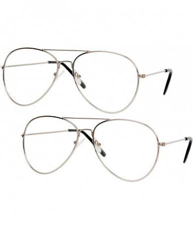 Aviator Clear Lens Aviator Sunglass- Silver 2 Pack - CV17YZXDALQ $24.07