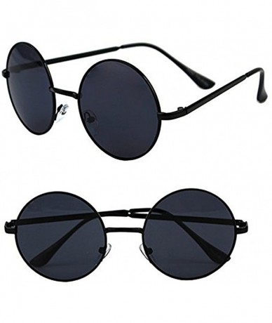 Round John Lennon 60's Vintage Round Hippie Sunglasses_1Pcs - Black-smoke - CV12NVIJ962 $9.79