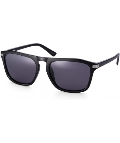 Square Vintage Square Polarized Sunglasses For Men Oversized UV400 Protection - Black - CI18XT6TO5D $38.75