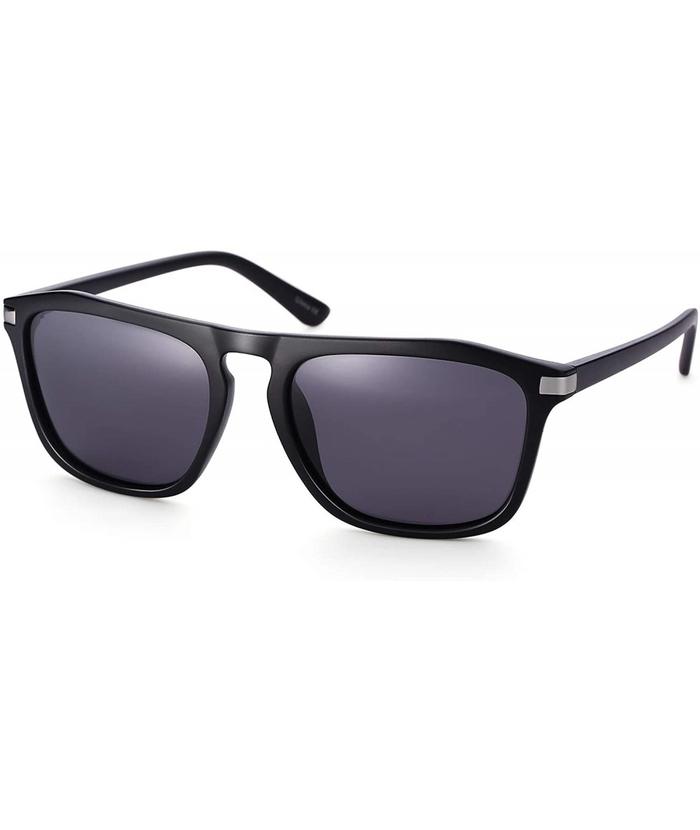 Square Vintage Square Polarized Sunglasses For Men Oversized UV400 Protection - Black - CI18XT6TO5D $15.41
