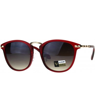Rectangular Womens Luxury Metal Bridge Designer Horn Rim Plastic Sunglasses - Red Brown - CY180CEYLM6 $15.38