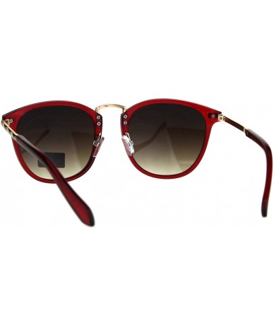 Rectangular Womens Luxury Metal Bridge Designer Horn Rim Plastic Sunglasses - Red Brown - CY180CEYLM6 $15.38