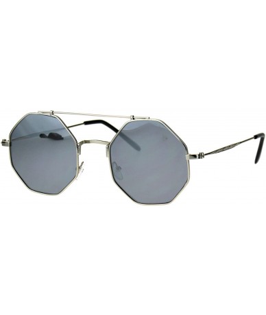 Square Mens Squared Octagon Mirror Color Lens Groovy Hippie Metal Rim Sunglasses - Silver Mirror - CV17Z4IQ5CL $10.26