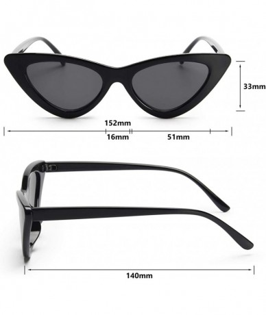 Aviator Retro Vintage Narrow Cat Eye Sunglasses for Women Clout Goggles Plastic Frame - *A-black Grey - C4189L93O5U $7.44