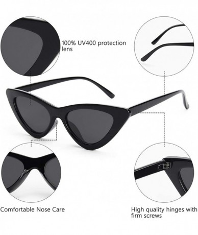 Aviator Retro Vintage Narrow Cat Eye Sunglasses for Women Clout Goggles Plastic Frame - *A-black Grey - C4189L93O5U $7.44