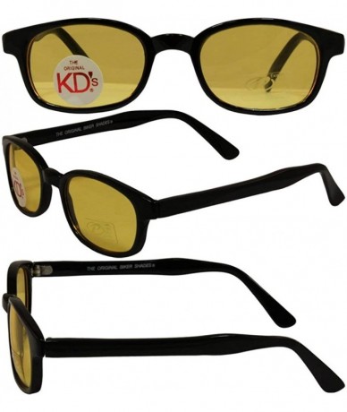 Rectangular Original KD's Biker Sunglasses 2-pack Smoke and Yellow Lenses- Black- Adult - C018R5EWWTQ $26.34