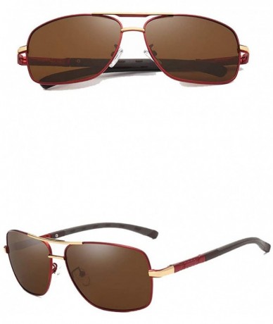 Aviator Genuine quality sunglasses fashion for men polarized and UV400 - Gold/Brown - CQ18EXEGE5C $44.98