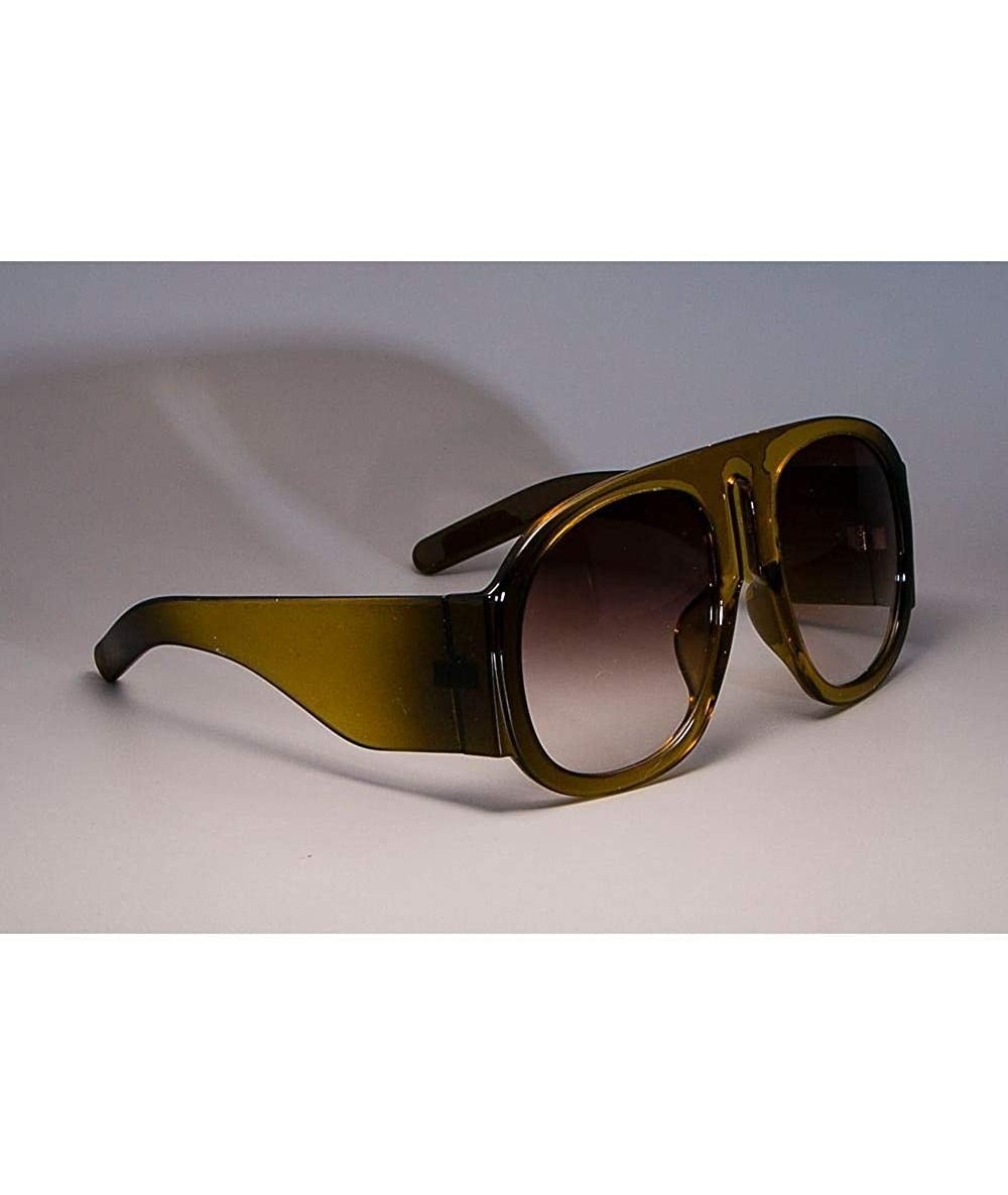Aviator 45497 Retro Oversize Sunglasses Men Women Gradient Lens Brand C1 Black Black - C3 Yellow Tea - CB18YLXYAHZ $10.18