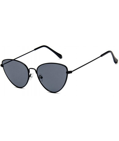 Oval Vintage Cat's Eye Sunglasses for Women Metal Resin UV400 Sunglasses - Black - C718T2UCO2M $28.59