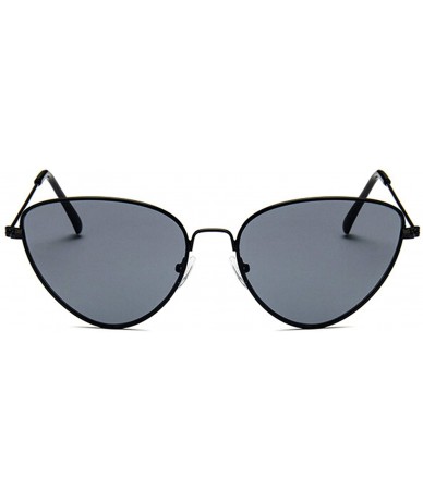 Oval Vintage Cat's Eye Sunglasses for Women Metal Resin UV400 Sunglasses - Black - C718T2UCO2M $16.77