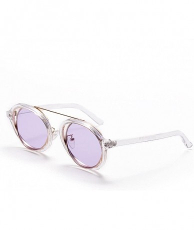 Rimless Fashion Womens Retro Vintage Round Frame UV Glasses Sunglasses - Pp - C318D3OXQ6A $10.51