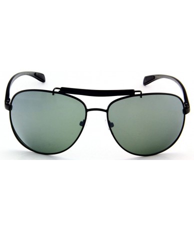 Aviator Polarized Aviator Light Weight Sunglasses Spring Hinge w/Free Pouch - Polished Black - CH11GN7G81B $12.85