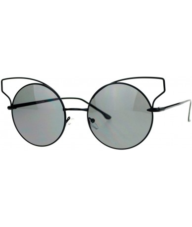 Round High Fashion Sunglasses Womens Wire Metal Round Cateye Shades - Black - CM188AGD0R8 $22.79