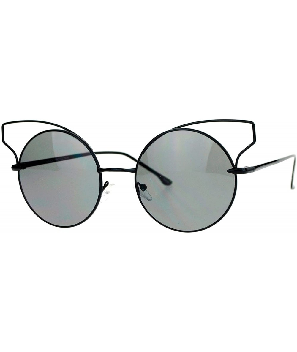 Round High Fashion Sunglasses Womens Wire Metal Round Cateye Shades - Black - CM188AGD0R8 $9.77