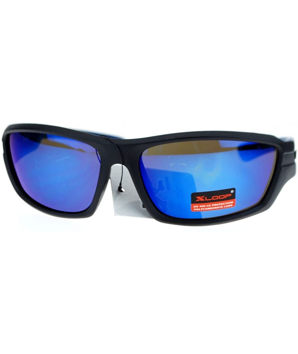 Wrap Xloop Mens Sports Sunglasses Wrap Oval Rectangular Plastic Frame - Blue - CQ126HILQ9J $13.30