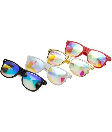 Goggle Kaleidoscope Glasses-Halloween Rave Rainbow Crystal Lens Steampunk Goggles - White+red(square) - C418QYOLW82 $13.82