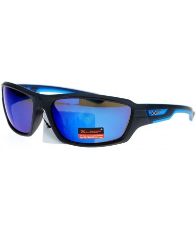 Wrap Xloop Mens Sports Sunglasses Wrap Oval Rectangular Plastic Frame - Blue - CQ126HILQ9J $13.30