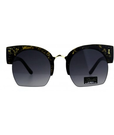 Cat Eye Womens Oversize Thick Half Rim Cat Eye Crop Bottom Sunglasses - Black Tortoise - CH18C4METNX $7.99
