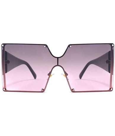 Goggle Oversized Sunglasses Square Vintage Luxury Metal Frame One Piece Lens Big Frame Sun Glasses Men Uv400 Goggles - CN199Q...