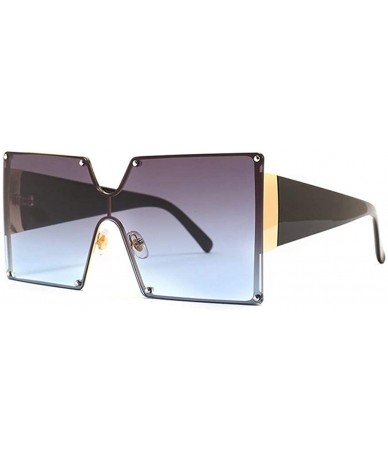 Goggle Oversized Sunglasses Square Vintage Luxury Metal Frame One Piece Lens Big Frame Sun Glasses Men Uv400 Goggles - CN199Q...