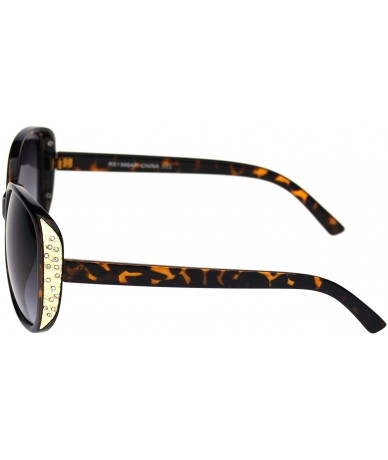 Square Womens Classy Fashion Sunglasses Square Rectangular Gold Trim Rhinestones - Tortoise - CW18AT2SXHL $9.32