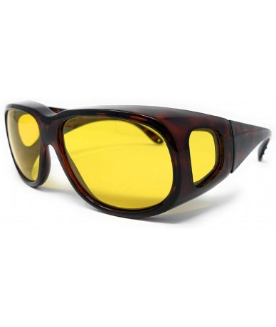 Wrap Yellow Night Vision Driving Fit Over Glasses Wear Over Eyeglasses - Extra Large Polarized Tortoise - C019275QLDU $18.51