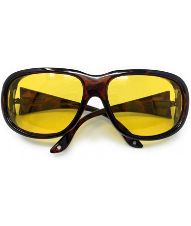 Wrap Yellow Night Vision Driving Fit Over Glasses Wear Over Eyeglasses - Extra Large Polarized Tortoise - C019275QLDU $18.51
