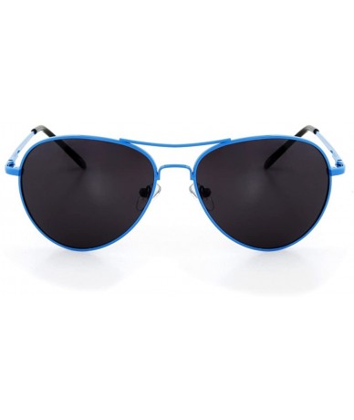 Aviator Retro Vintage Color Aviator Sunglasses Dark Lens - Blue - C8119HVXVWJ $9.71