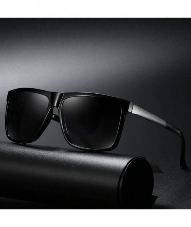 Goggle Men Women Classic Polarized Sunglasses Driving Square Frame Sun Glasses Male Goggle UV400 - Black Tea - CR199O6SKL5 $9.07