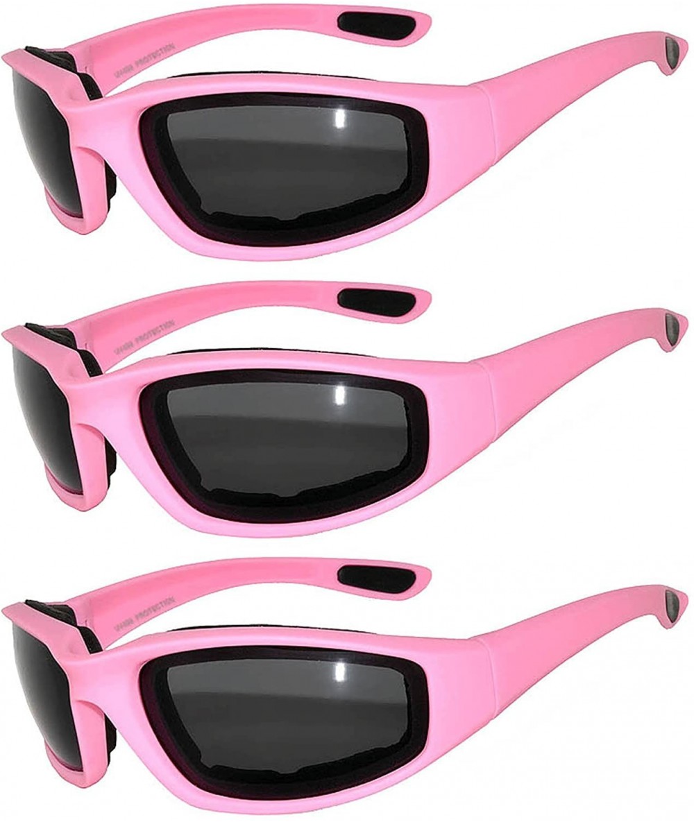Goggle Set of 3 Pairs Motorcycle Padded Foam Glasses Smoke Yellow or Clear Lens - Pik_smk - C112O18FAEP $22.76