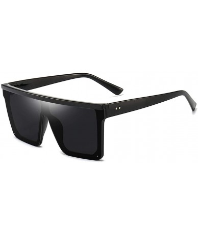 Oversized Square Oversized Sunglasses for Women Men Fashion Flat Top Big Black Frame Shades - C4195AU5QMK $26.59