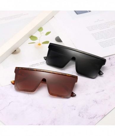 Oversized Square Oversized Sunglasses for Women Men Fashion Flat Top Big Black Frame Shades - C4195AU5QMK $16.45
