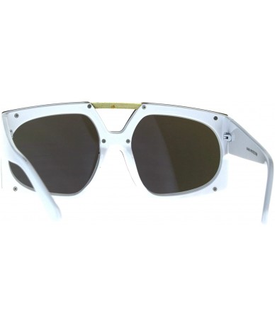 Shield Womens Color Mirror Retro Futurism Plastic Racer Shield Sunglasses - White Blue - CN187LDU5LM $12.63