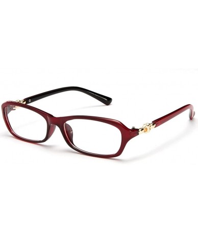 Square Womens Slim Fit Temple Design Metal Frame Clear Lens Glasses - Red - CG11YN6N3WL $8.19