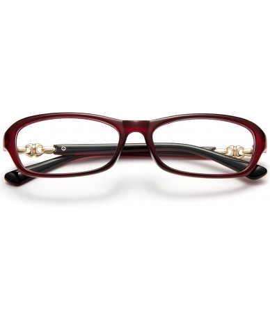 Square Womens Slim Fit Temple Design Metal Frame Clear Lens Glasses - Red - CG11YN6N3WL $8.19
