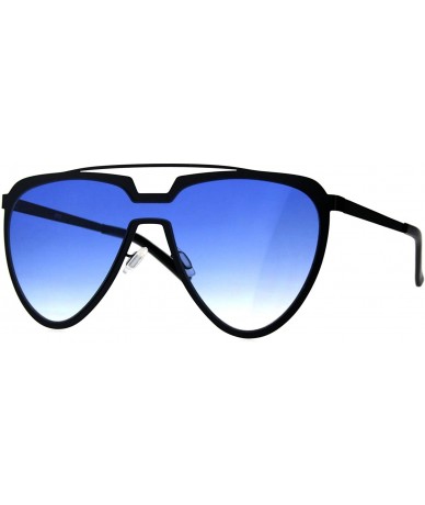 Aviator Unique Aviator Sunglasses Unisex Oversized Futuristic Fashion Shades - Black (Blue) - CK18KGQRXW2 $15.83
