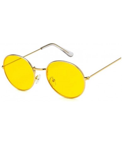Round Vintage Round Sunglasses Women Er Retro Luxury Sun Glasses Small Mirror Ladies Oculos - Gold Yellow - CL198AHQRDZ $28.22