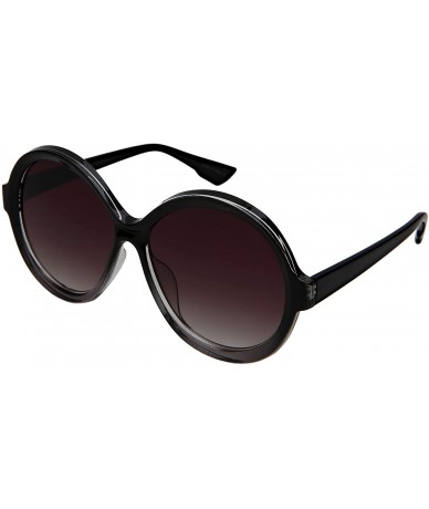 Oval Vintage Round Sunglasses for Women Tinted Color 34164-FLAP - Black+grey Frame/Grey Gradient Lens - CN18H0O6EIR $11.60