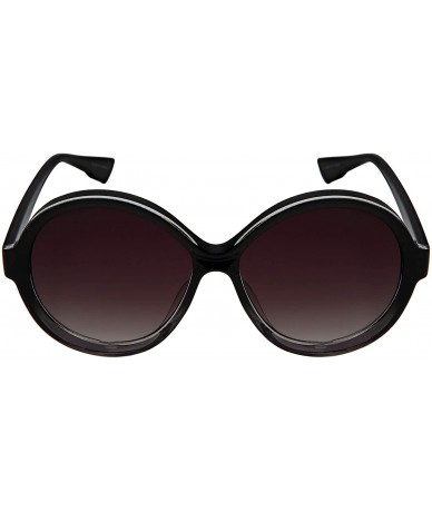 Oval Vintage Round Sunglasses for Women Tinted Color 34164-FLAP - Black+grey Frame/Grey Gradient Lens - CN18H0O6EIR $11.60