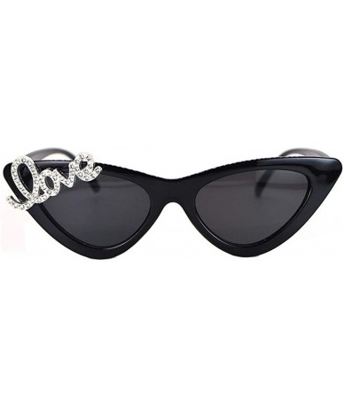 Cat Eye Rhinestone Designer Retro Cat Eye Sunglasses Small Durable 2020 Fashion Ladies Women UV400 - Love - CG198G37CH2 $27.81