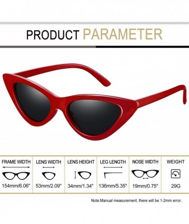Cat Eye Polarized Cat Eye Sunglasses for Women - Retro Narrow Pointy Cateye Womens Sun Glasses - Red Black - C418EUEHDXY $10.88