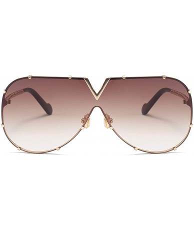 Oversized Sunglasses Men Women Design Metal Frame Oversized Personality Unisex Sun Glasses MS678 - C1 Gold-gray - CS197A23ULR...