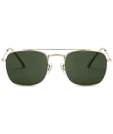 Oval New Fashion Unisex Full Frame Double Beam UV Protection Sunglasses - Gold&green - C318LSX5DD9 $10.12