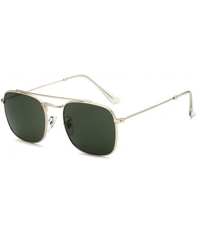 Oval New Fashion Unisex Full Frame Double Beam UV Protection Sunglasses - Gold&green - C318LSX5DD9 $10.12