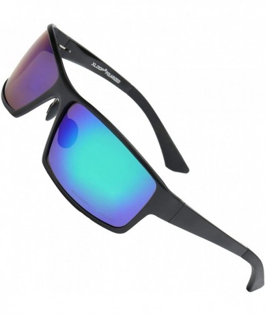 Sport Polarized Aircraft Aluminum Metal Rectangular Sport Sunglasses For Men - Matte Black - Polarized Kryptonite - CG18HWTQZ...