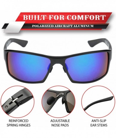 Sport Polarized Aircraft Aluminum Metal Rectangular Sport Sunglasses For Men - Matte Black - Polarized Kryptonite - CG18HWTQZ...