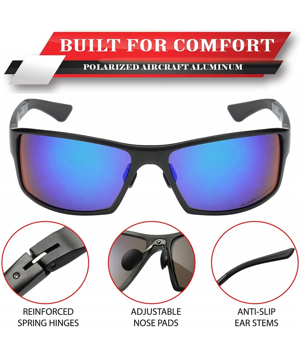 Polarized Aircraft Aluminum Metal Rectangular Sport Sunglasses For Men -  Matte Black - Polarized Kryptonite - CG18HWTQZN7