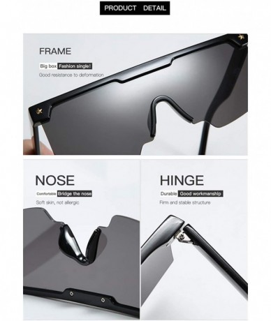 Aviator One-Piece Big Frame Sunglasses for Men and Women 2124 - Grey - CF18AN3TYM9 $9.93
